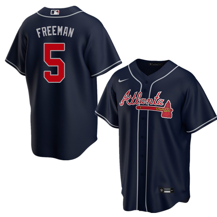 Nike Men #5 Freddie Freeman Atlanta Braves Baseball Jerseys Sale-Navy